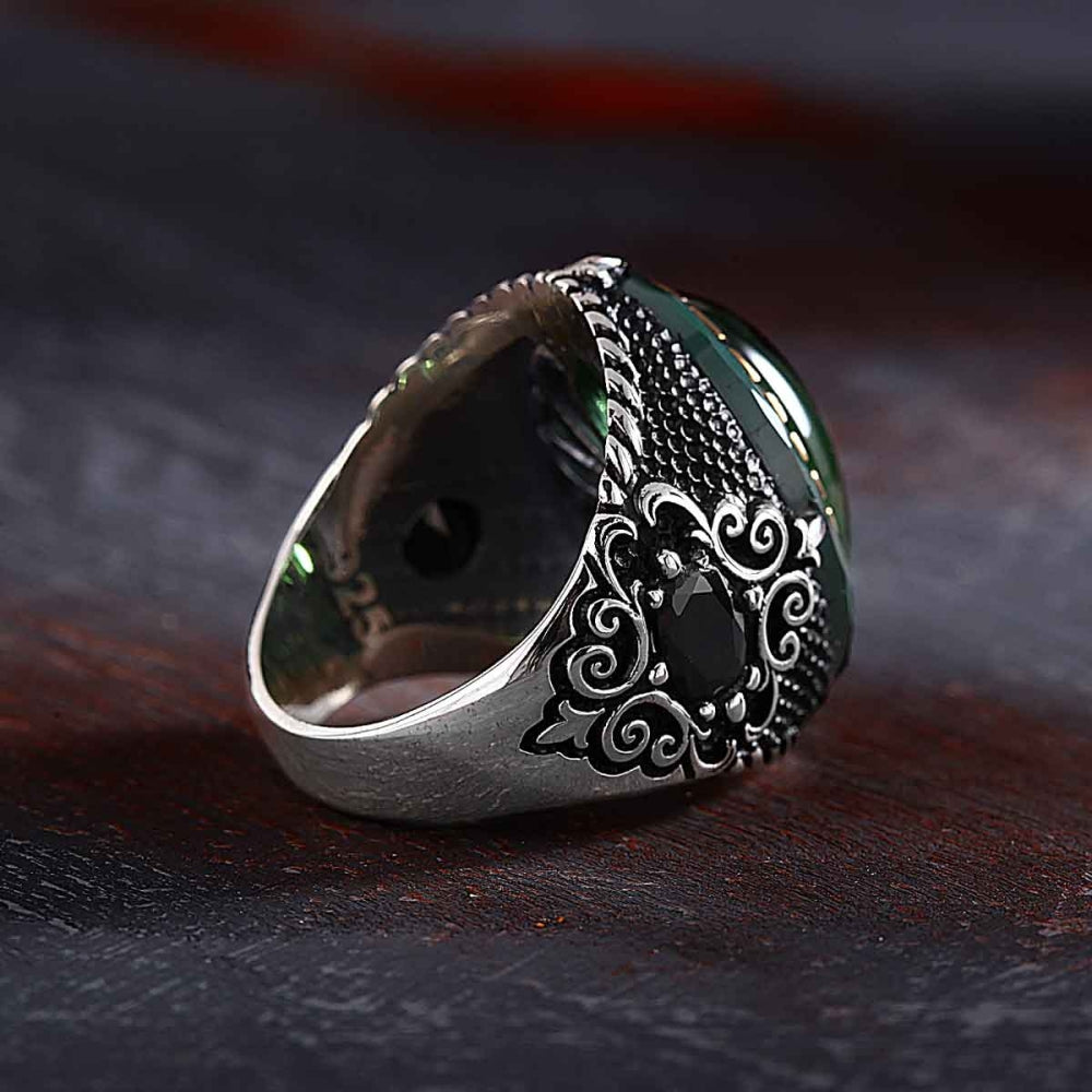 Green Agate Sterling Silver Ring