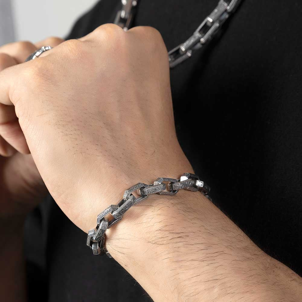 Hand-Engraved Silver Bracelet