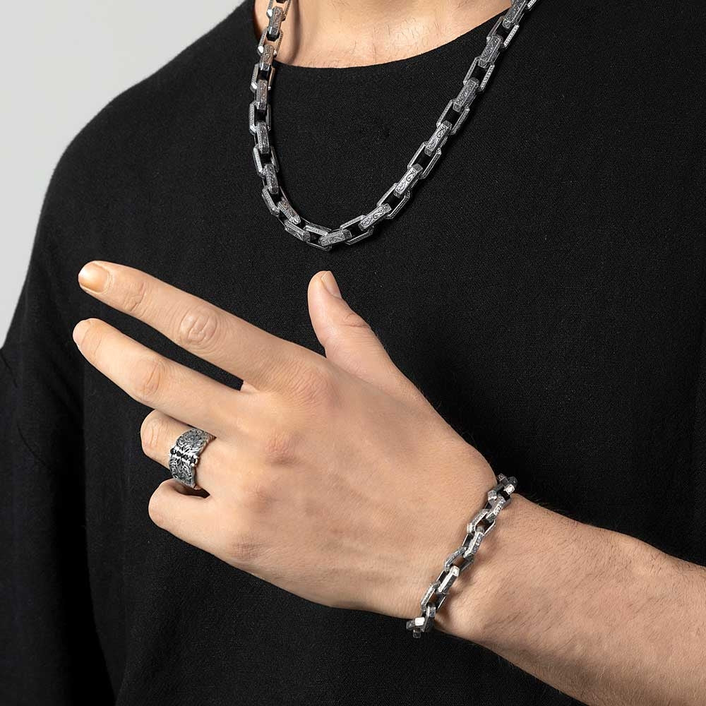 Hand-Engraved Silver Bracelet