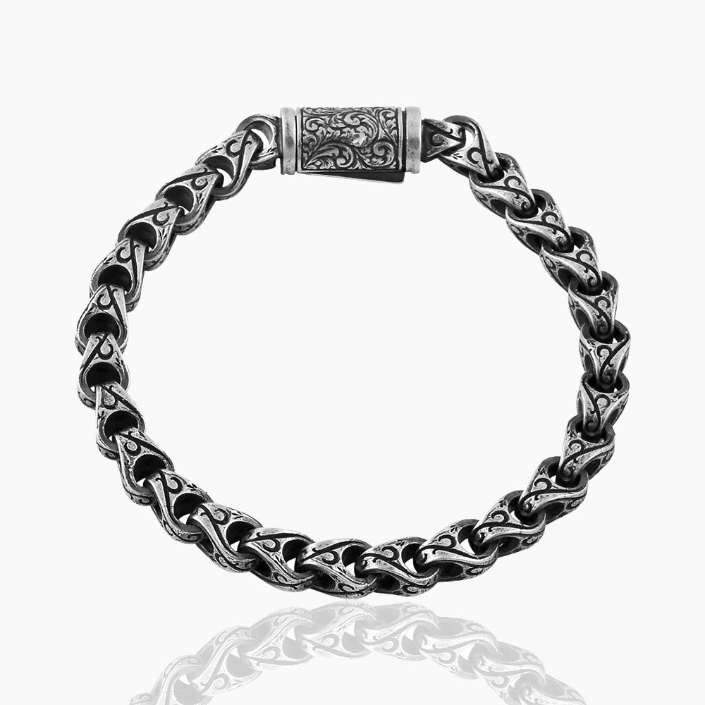 Silver Cylindrical Chain Bracelet