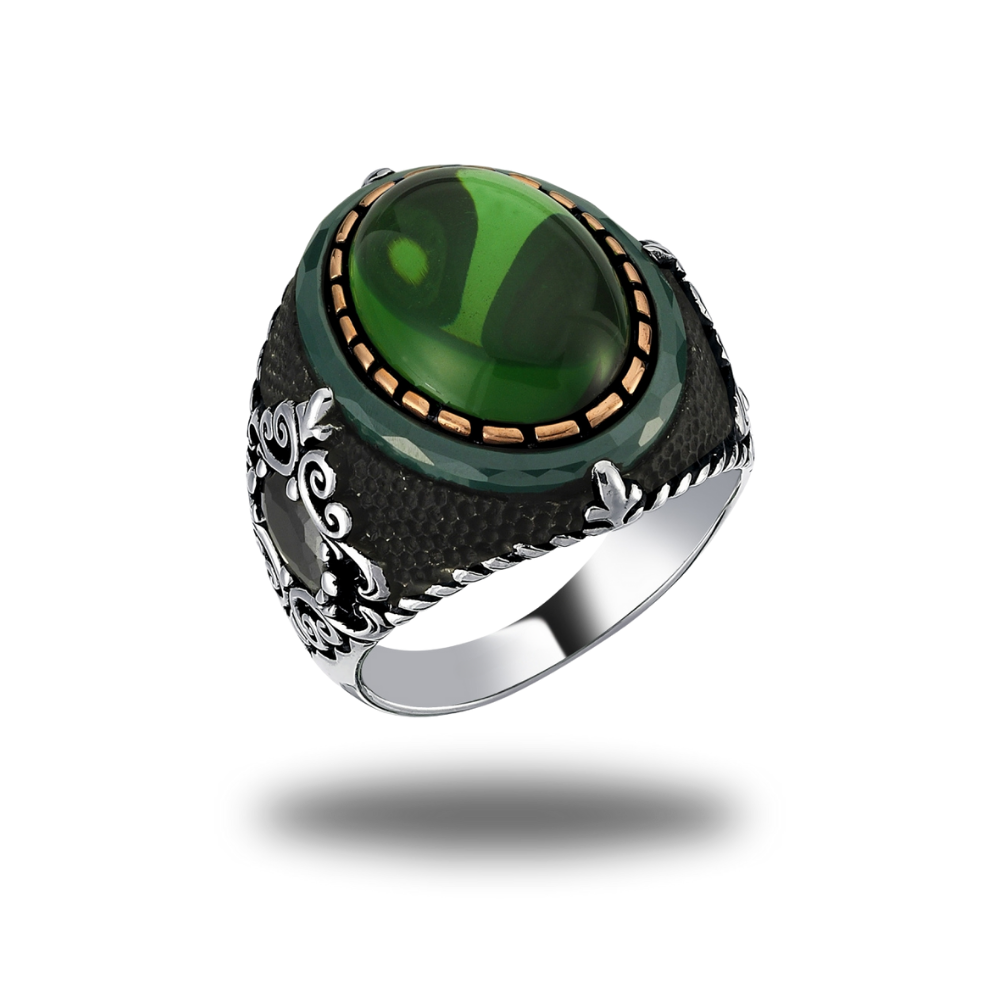 Green Agate Sterling Silver Ring