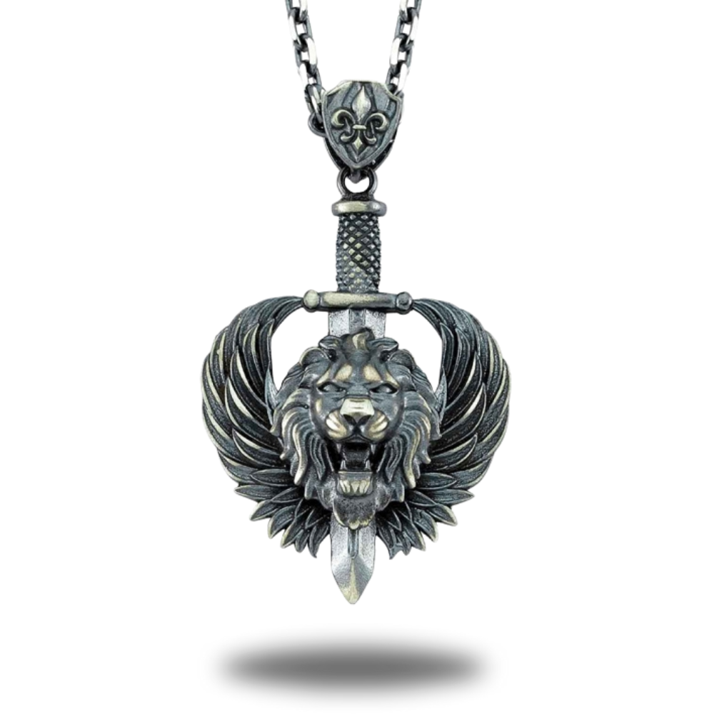 Lion's Head Silver Pendant Necklace