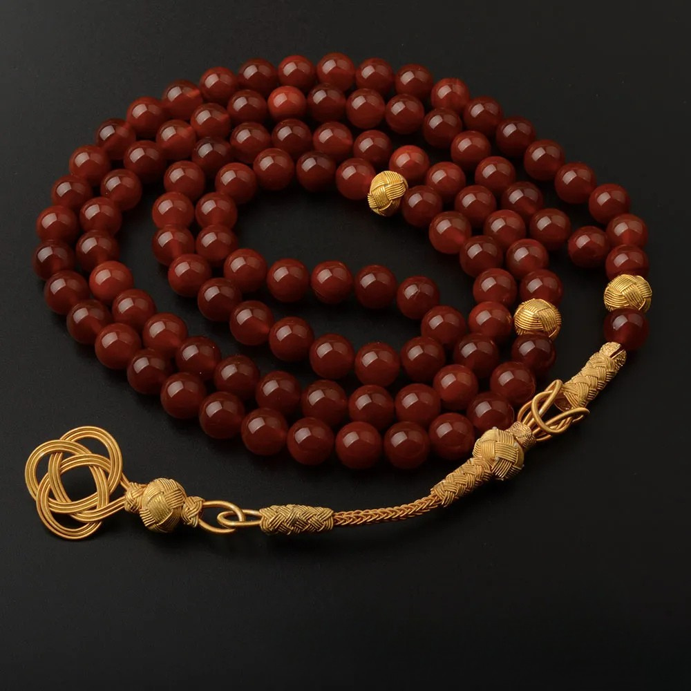Yemeni Aqeeq 99 Beads Silver Kazaz Misbaha