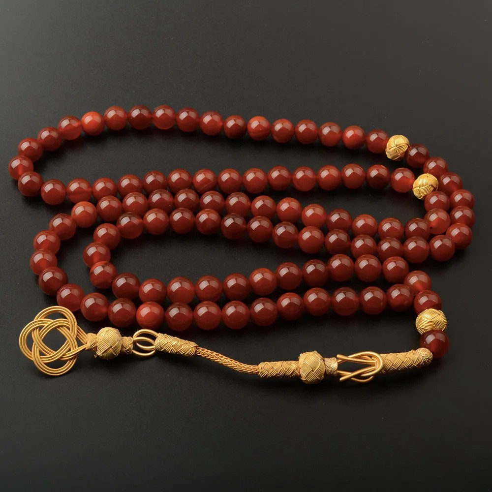 Yemeni Aqeeq 99 Beads Silver Kazaz Misbaha