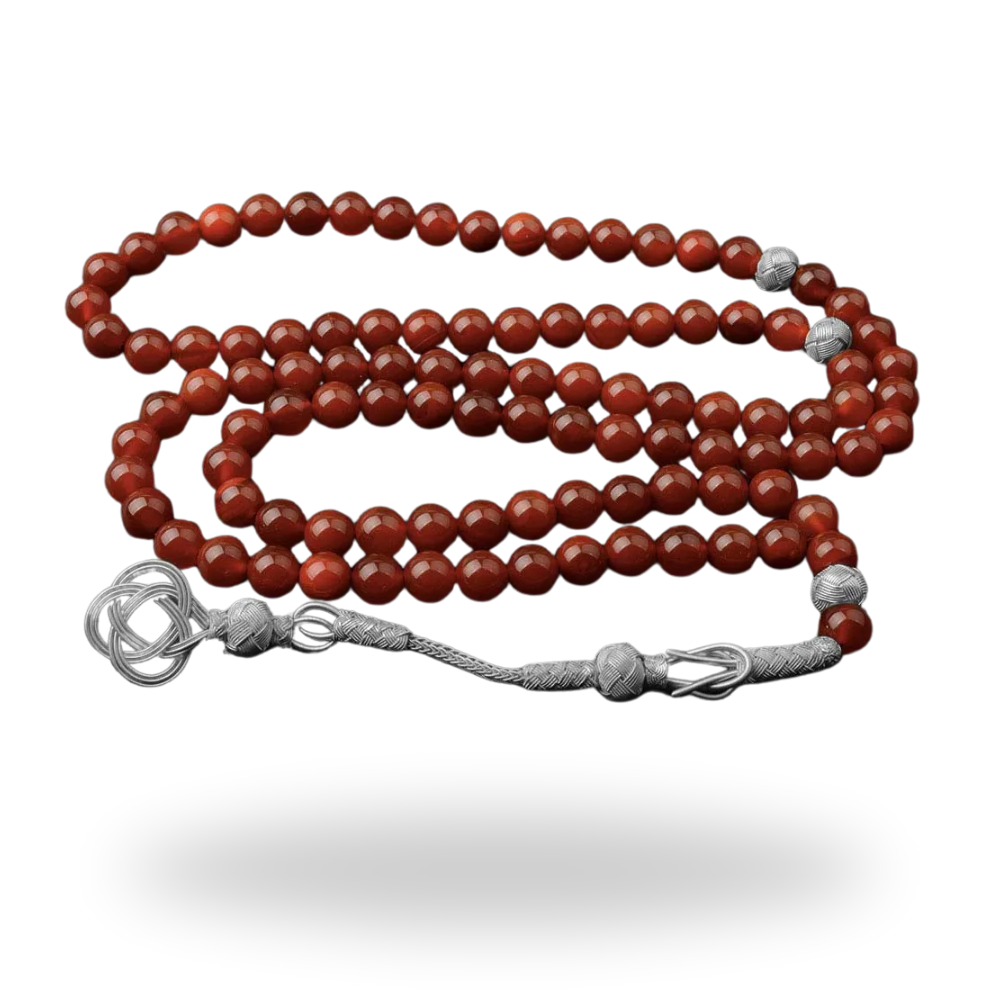 Yemeni Aqeeq 99 Beads Silver Kazaz Misbaha